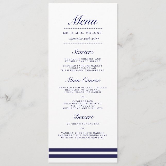 Menu Janto de Casamento de Marinhos Náuticos (Frente)