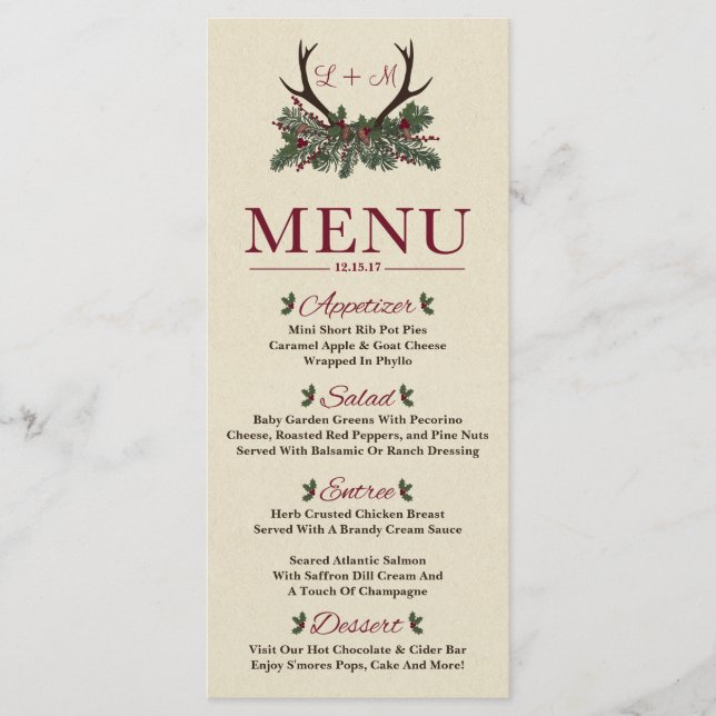 Menu Janto de Casamento de Pinus de Feriado Russo  (Frente)