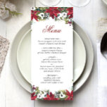 Menu Janto de Casamento de Poinsettia Vermelha no Natal<br><div class="desc">Para mais personalização,  clique no link "personalizar mais" e use nossa ferramenta design para modificar esse modelo.</div>