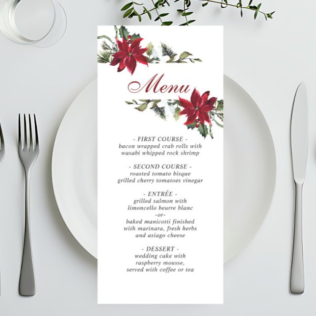 Menu Janto de Casamento de Poinsettia Vermelha no Natal (Criador carregado)
