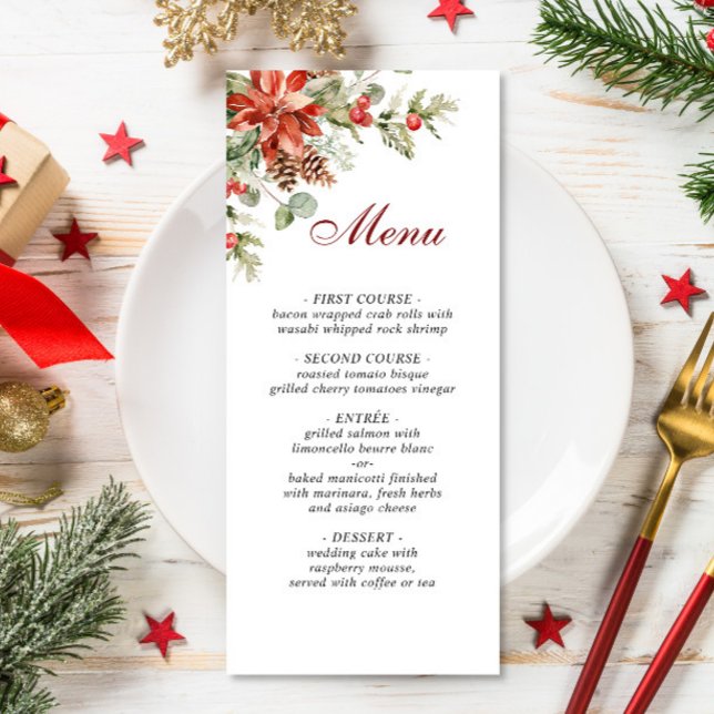 Menu Janto de Casamento de Poinsettia Vermelha no Natal (Criador carregado)