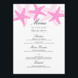 Menu Janto de Casamento de Praia de Starfish Rosa<br><div class="desc">Mais cores na Loja Little Bayleigh!</div>