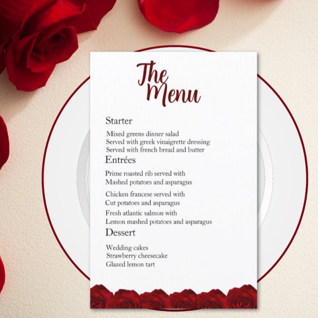 Menu Janto de Casamento de Rosa vermelha de Encant (Criador carregado)