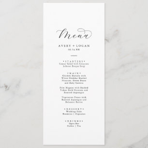 Menu Janto de Casamento de Script Elegante