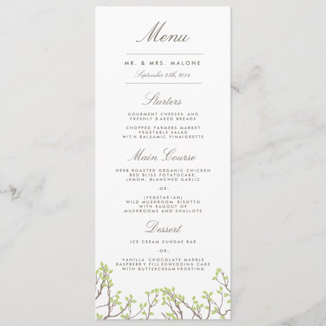 Menu Janto de Casamento de Sucursais Felizes (Frente)