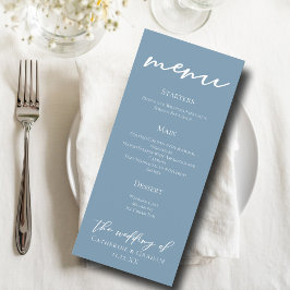 Menu Janto de Casamento de Tipografia Azul Dusty