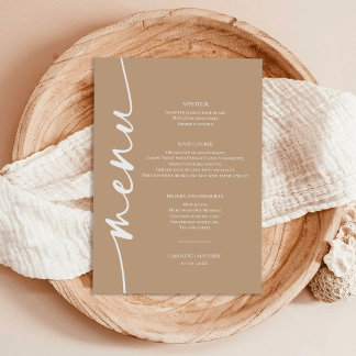 Menu Janto de Casamento do Deserto de Boho Minimalista 