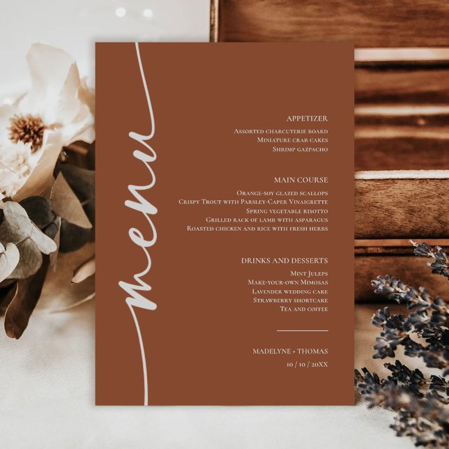 Menu Janto de Casamento do Deserto de Boho Moderno Terr (Criador carregado)
