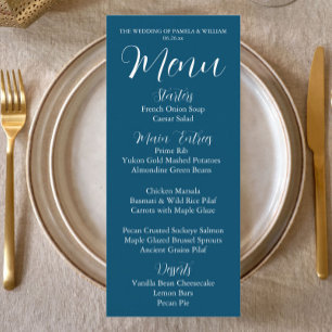 Menu Janto de Casamento do Estilo Simples Teal Blue