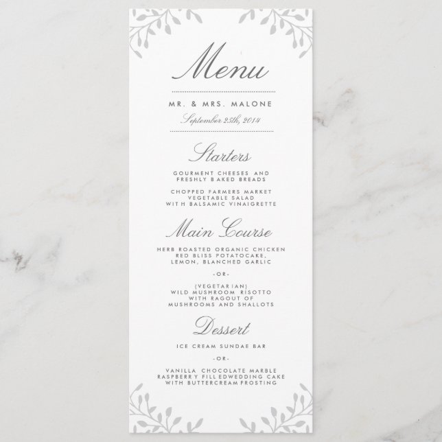 Menu Janto de Casamento do Jardim Secreto - Cinzas (Frente)