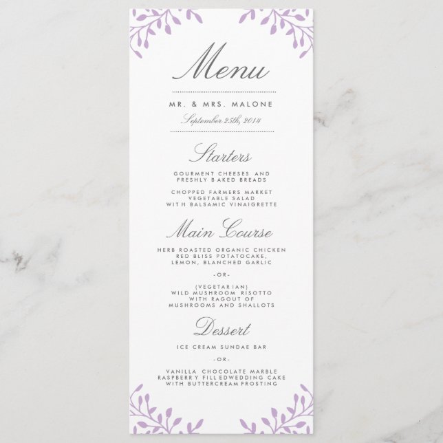 Menu Janto de Casamento do Jardim Secreto - Orquíd (Frente)