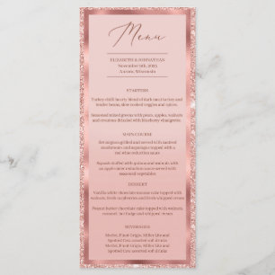 Menu janto de casamento do ouro Rosa e folha
