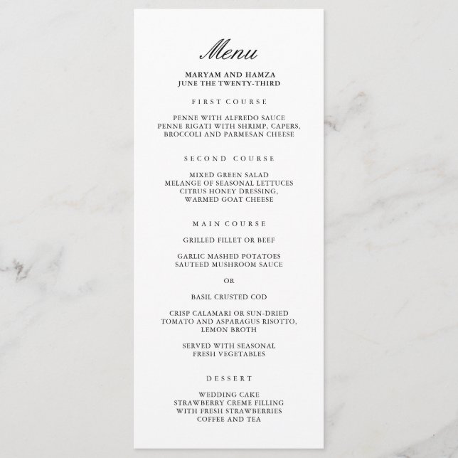 Menu Janto de Casamento Elegante Clássico (Frente)