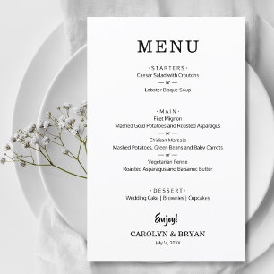 Menu Janto de Casamento Elegante Simples de Orçame
