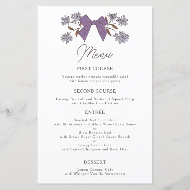 Menu Janto de Casamento Flor de Arcos Lilac (Frente)