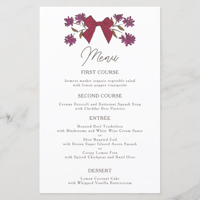 Menu Janto de Casamento Flor de Arcos Magenta (Frente)