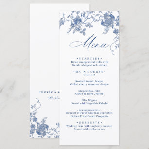 Menu Janto de Casamento Floral Azul Victoriano Elegante