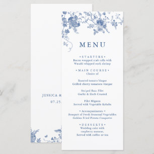 Menu Janto de Casamento Floral Azul Victoriano Elegante
