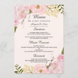 Menu Janto de Casamento Floral Botânico com Blush Rosa