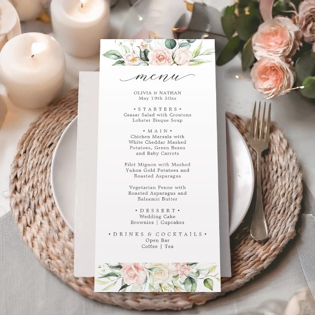 Menu Janto de casamento Floral Cor de Água Rosa Es (Criador carregado)