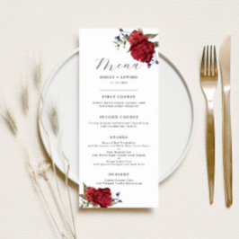 Menu Janto de Casamento Floral de marinho e Borgonha