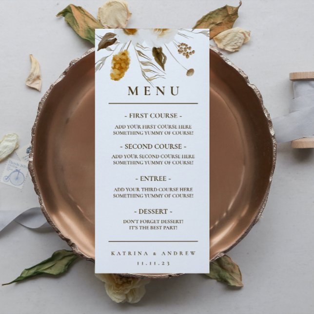 Menu Janto de Casamento Floral de Mostarda Waterco (Criador carregado)