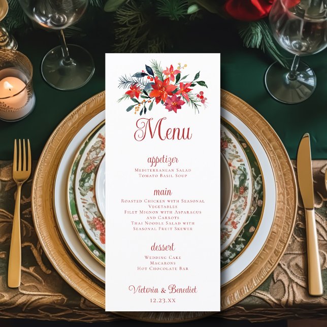 Menu Janto de Casamento Floral de Natal Red Poinsettia (Criador carregado)