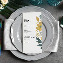 Menu Janto de Casamento Floral Moderno Amarelo-Amarelo