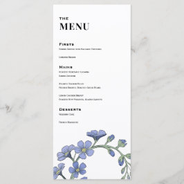 Menu Janto de Casamento Floral Moderno Periwinkle Blue