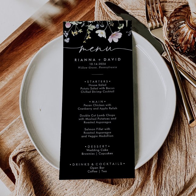 Menu Janto de Casamento Floral Multicolor Boho Fall (Criador carregado)