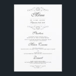 Menu Janto de Casamento Floreado de Prata Antiquad<br><div class="desc">Elegante design florescente de prata. Convidado,  cartões rsvp,  selos postais e muito mais na Loja Little Bayleigh.</div>