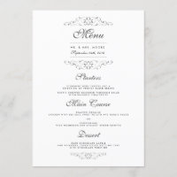 Menu Janto de Casamento Floreado de Prata Antiquad