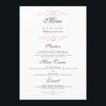 Menu Janto de Casamento Flourish Elegante Rosa<br><div class="desc">Elegante design florescente rosa. Convidado,  cartões rsvp,  selos postais e muito mais na Loja Little Bayleigh.</div>