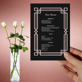 Menu Janto de Casamento Negro do Marinho Dourado Modern