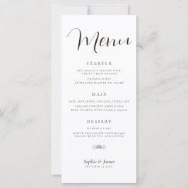 Menu Janto de Casamento Negro e Branco Minimalista