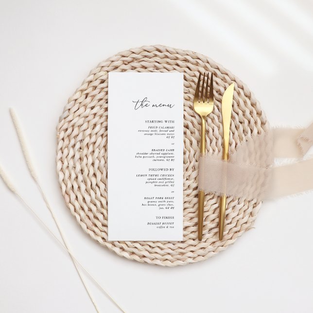 Menu Janto de Casamento Negro e Branco Minimalista Mode (Criador carregado)