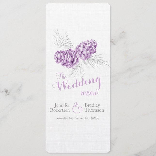 Menu janto de casamento no inverno de cinza roxa (Frente)