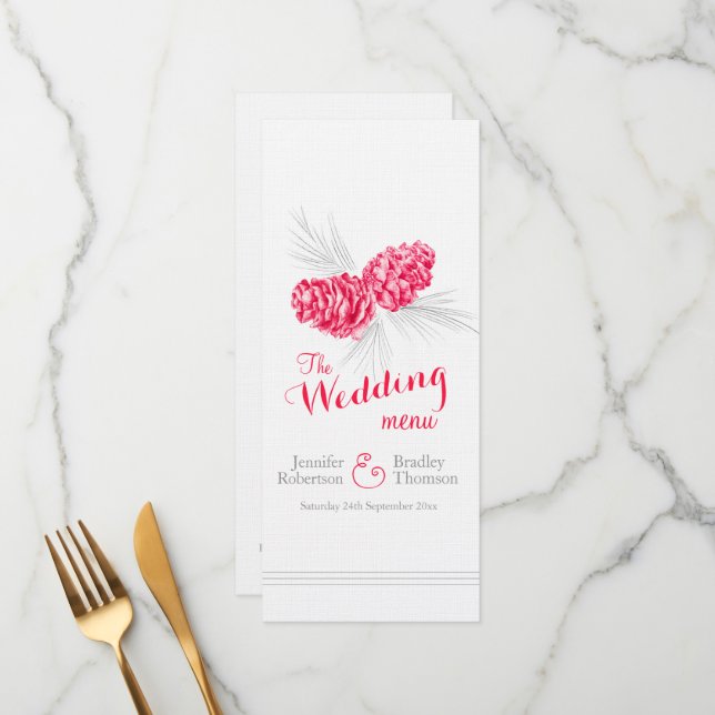 Menu janto de casamento no inverno de cinza vermel (Frente/Verso In Situ)