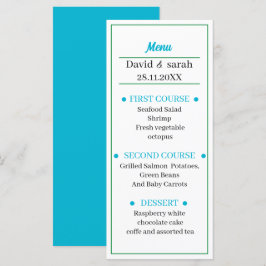 Menu Janto de Casamento Personalizado Azul Claro Simple