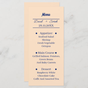 Menu Janto de Casamento Personalizado do Simple Beige