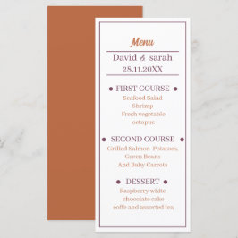 Menu Janto De Casamento Personalizado Simples Castanho 