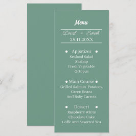 Menu Janto de Casamento Personalizado Verde Simples