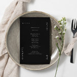 Menu Janto de Casamento Preto Simples Mínimo<br><div class="desc">Este cartão de menu preto mínimo em forma arredondada apresenta o menu de janto ou o menu de casamento em uma tipografia moderna sobre um fundo preto sólido. Perfeito para um casamento moderno ou qualquer outro evento elegante e simples. Todas as cores deste cartão de menu de casamento - fundo...</div>