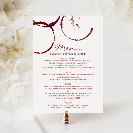 Menu Janto de Casamento Rustic Dark Red Wine Stain