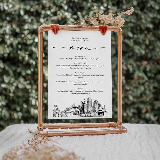 Menu Janto de Casamento Skyline Miami - 5x7 (Criador carregado)