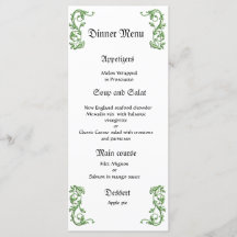 Menu janto de casamento verde clássico e eleganet