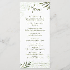 Menu Janto de Casamento Verde da Elegante Floral Botâni