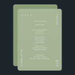 Menu Janto de Casamento Verde de Sage Simples<br><div class="desc">Este cartão de menu mínimo em forma arredondada apresenta o menu de janto ou o menu de casamento em um plano de fundo verde macio. Perfeito para um casamento moderno ou qualquer outro evento elegante e simples. Todas as cores deste cartão de menu de casamento - fundo e texto -...</div>