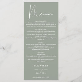 Menu Janto de Casamento Verde do Elegante Modern Script
