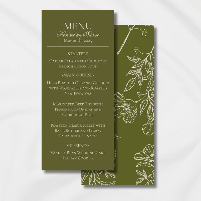 Menu Janto de Casamento Verde Oleícola de Toneladas Mod (Modern Elegant Earth Tone Wedding Suite Theme with options to personalize for your special day.)